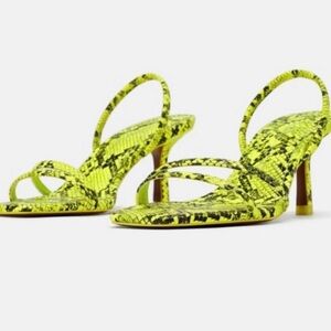 Zara Neon Snake Print Heels- 38